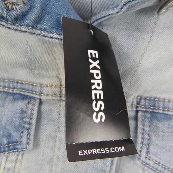 Express Light Wash Jean Jacket XS Classic Denim Jacket Fitted Extra Small XS - Picture 7 of 9